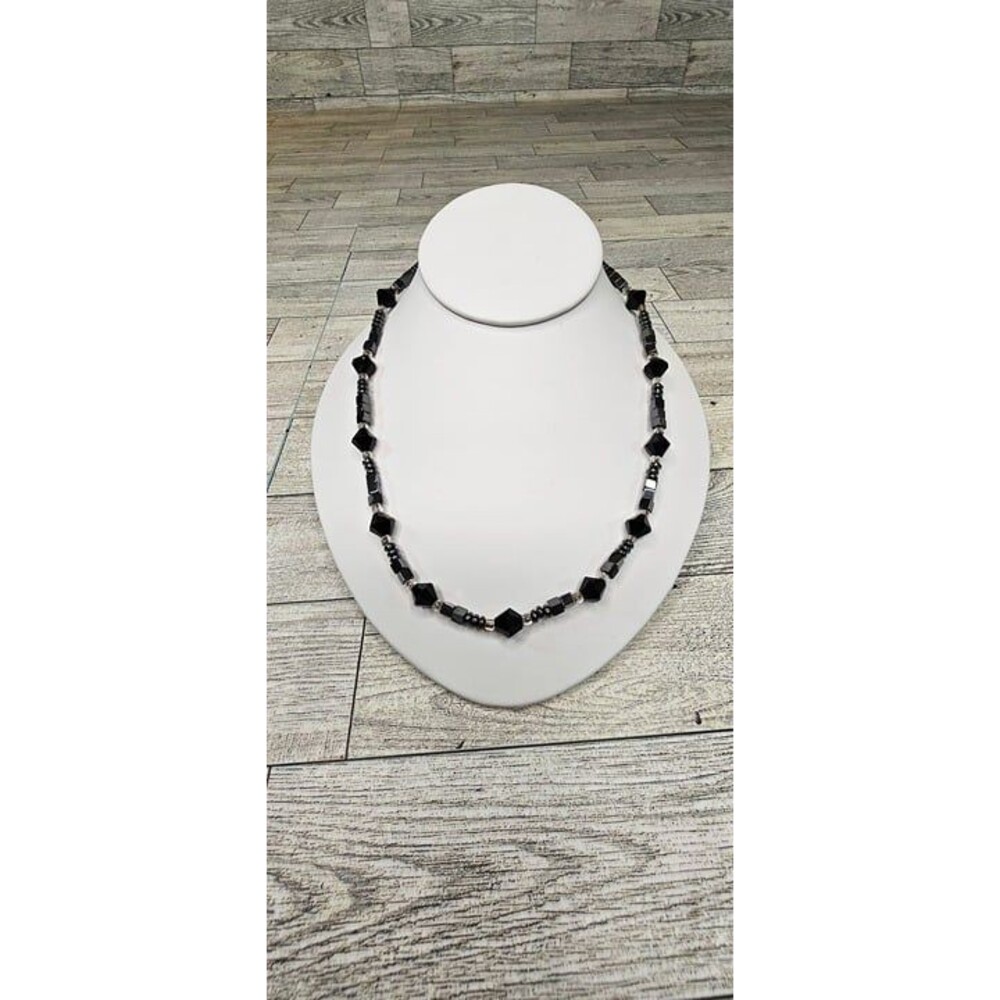 Hematite Multi Shape Multi Beaded Necklace 20"L Toggle Closure